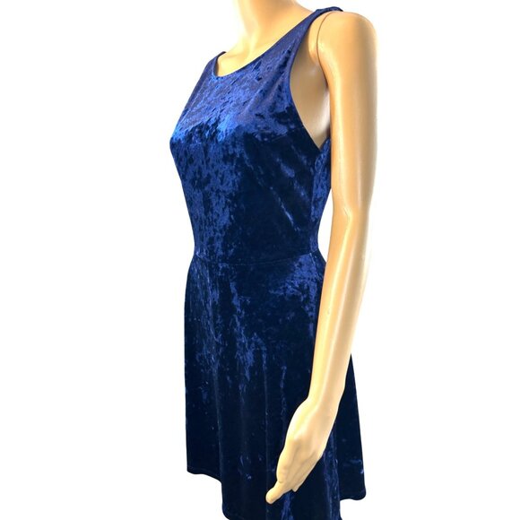 h&m Divided Womens Sleeveless Velvet Mini Dress Size 8 Midnight Blue Glam - Picture 3 of 6